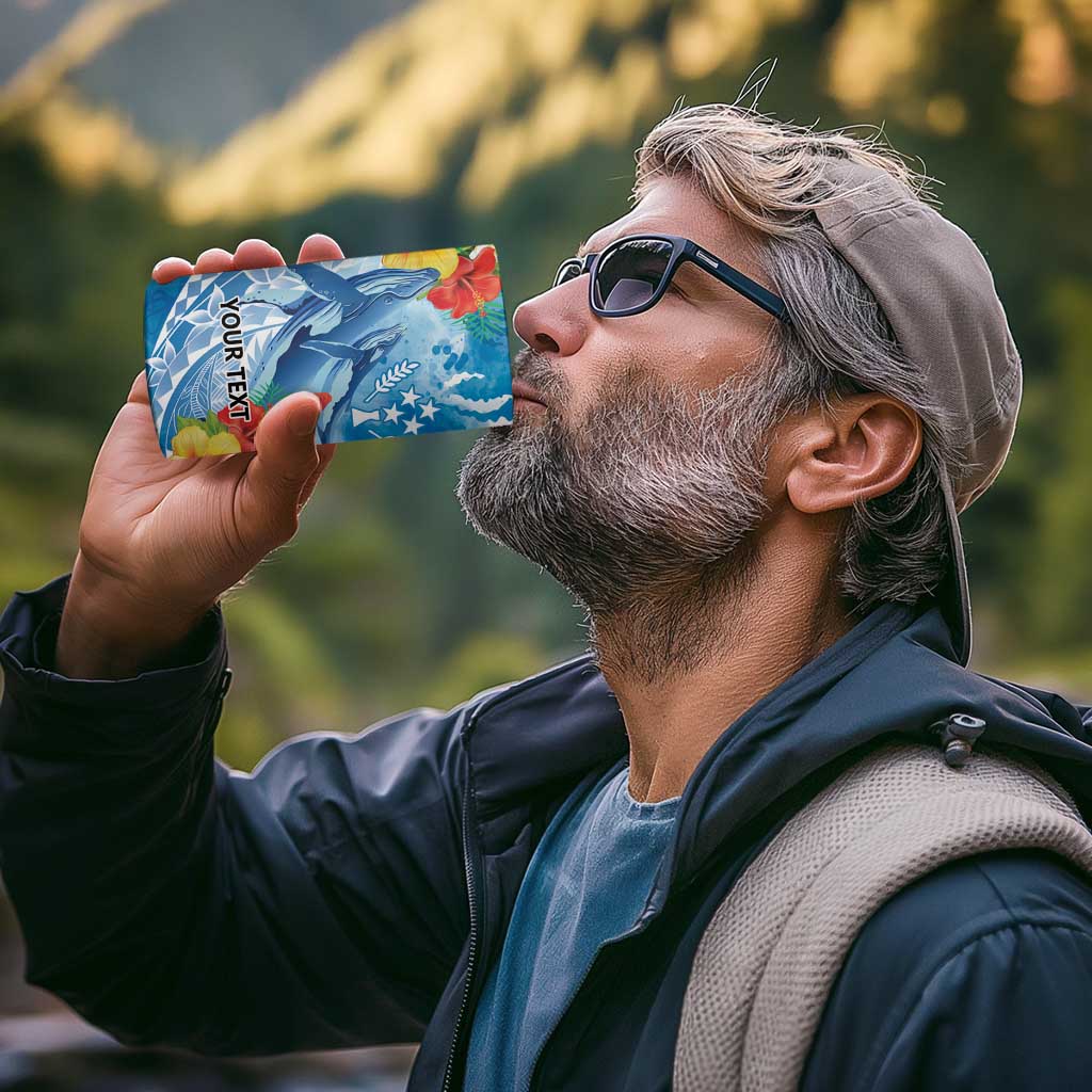 Personalised Kosrae States Humpback Whale 4 in 1 Can Cooler Tumbler Polynesian Tropical Flowers