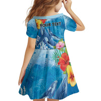 Personalised Kosrae States Humpback Whale Family Matching Puletasi and Hawaiian Shirt Polynesian Tropical Flowers