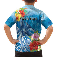Personalised Kosrae States Humpback Whale Hawaiian Shirt Polynesian Tropical Flowers