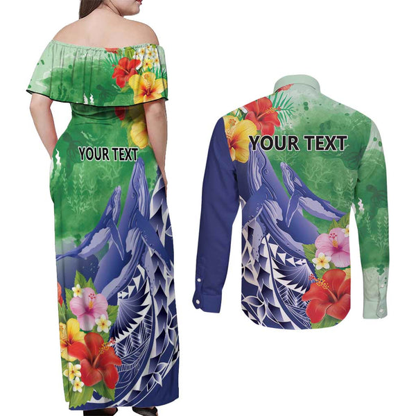 Custom  Pohnpei T Shirt Humpback Whale with Tropical Flowers (Yellow) main image 0