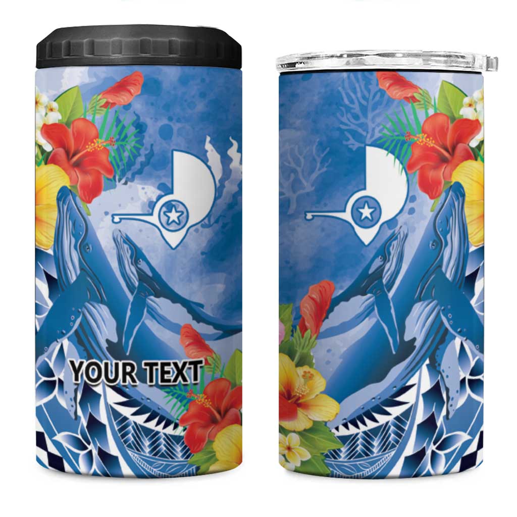 Personalised Yap States Humpback Whale 4 in 1 Can Cooler Tumbler Polynesian Tropical Flowers LT9 One Size: 16 oz Blue - Polynesian Pride
