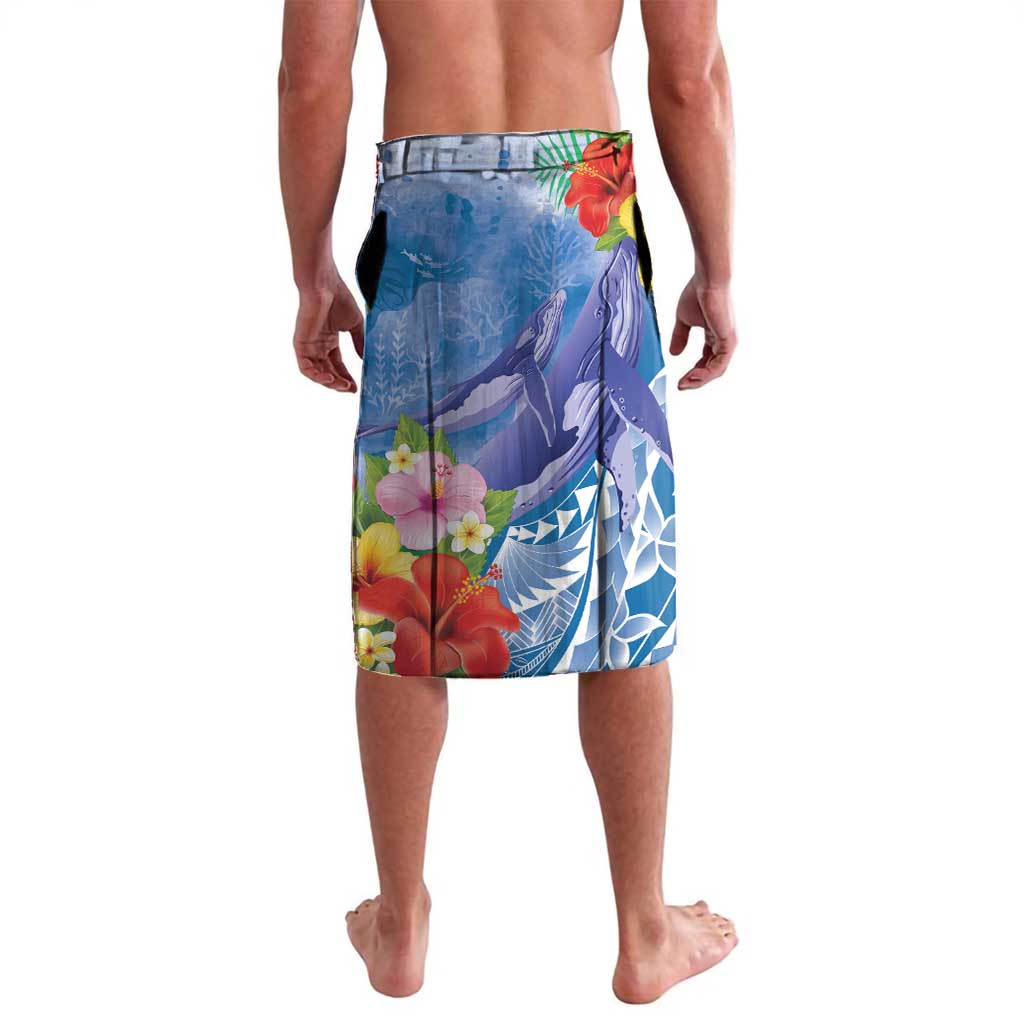 Personalised Yap States Humpback Whale Lavalava Polynesian Tropical Flowers
