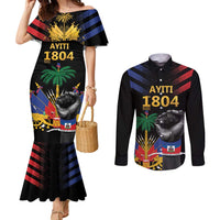 Haiti Independence Day Couples Matching Mermaid Dress and Long Sleeve Button Shirt The First Black Republic Since 1804