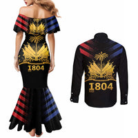 Haiti Independence Day Couples Matching Mermaid Dress and Long Sleeve Button Shirt The First Black Republic Since 1804