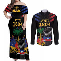 Haiti Independence Day Couples Matching Off Shoulder Maxi Dress and Long Sleeve Button Shirt The First Black Republic Since 1804