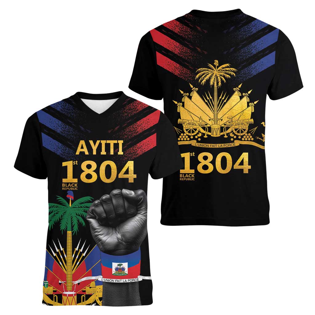 Haiti Independence Day Women V-Neck T-Shirt The First Black Republic Since 1804