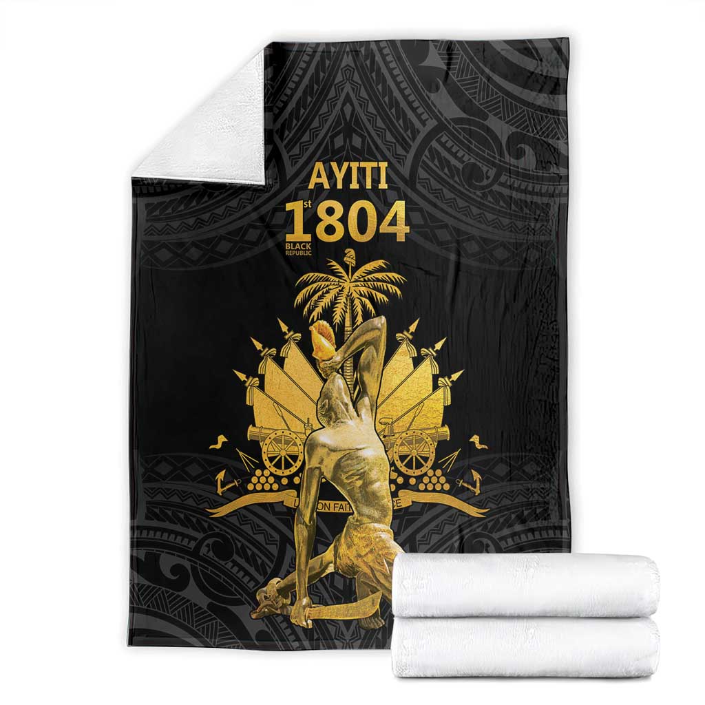 Haitian Negre Marron 1804 Blanket Black Polynesian Pattern