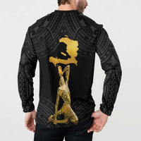 Haitian Negre Marron 1804 Button Sweatshirt Black Polynesian Pattern