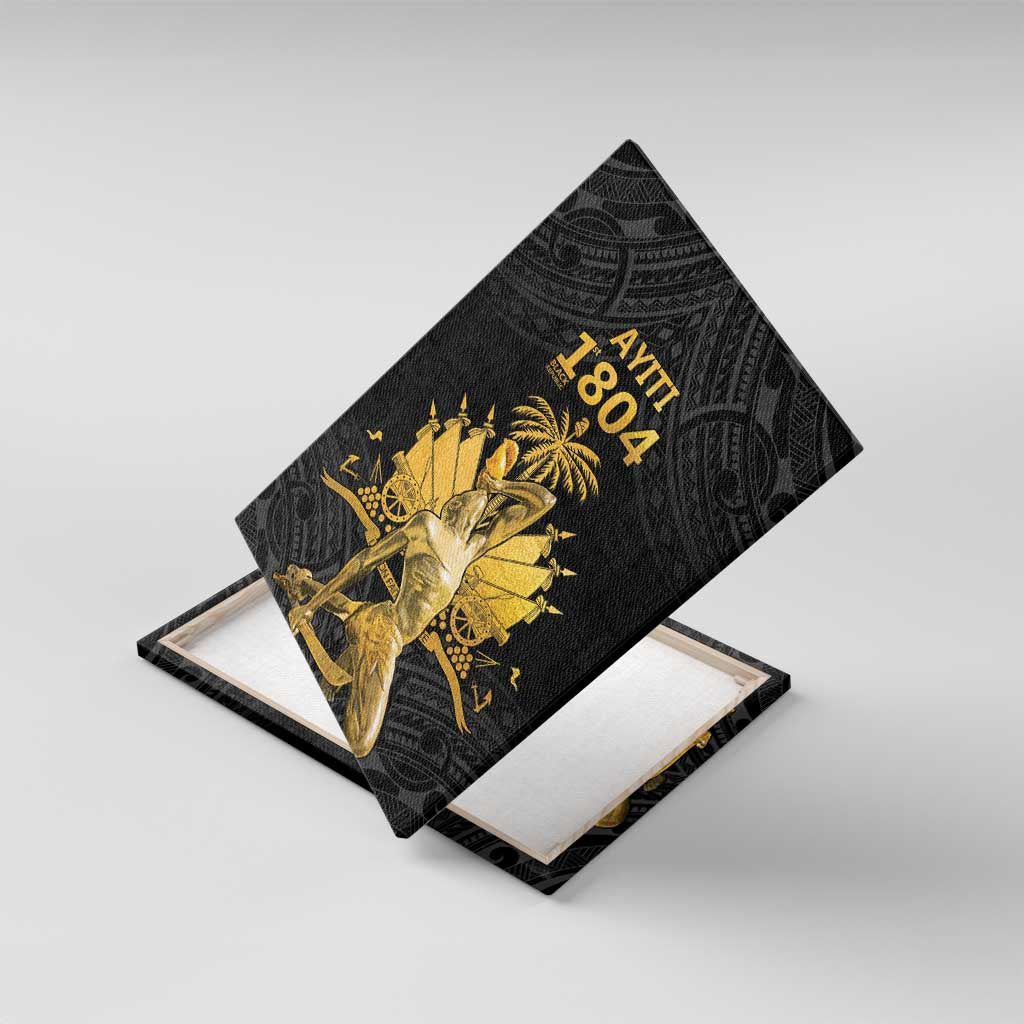 Haitian Negre Marron 1804 Canvas Wall Art Black Polynesian Pattern