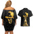 Haitian Negre Marron 1804 Couples Matching Off Shoulder Short Dress and Hawaiian Shirt Black Polynesian Pattern