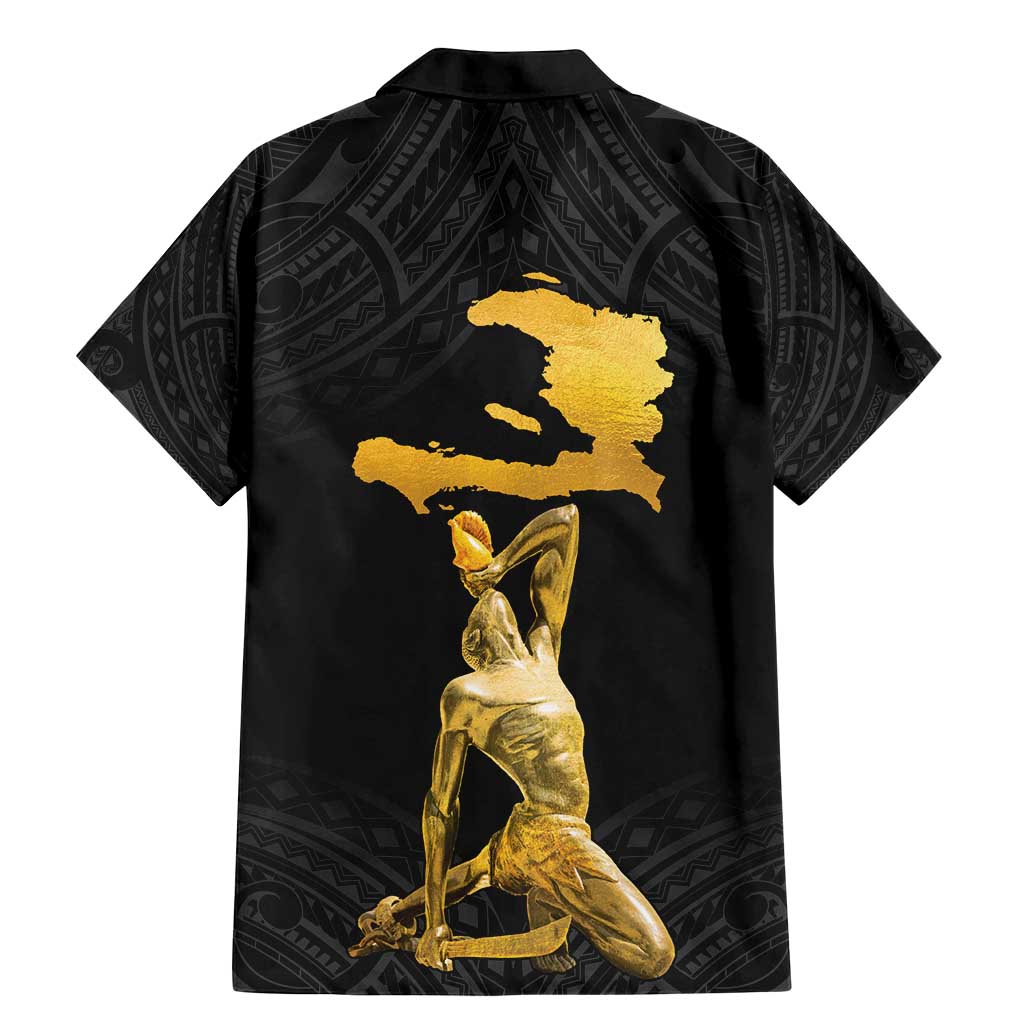 Haitian Negre Marron 1804 Family Matching Mermaid Dress and Hawaiian Shirt Black Polynesian Pattern