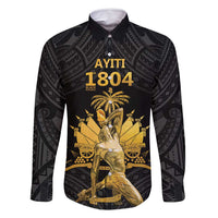 Haitian Negre Marron 1804 Family Matching Mermaid Dress and Hawaiian Shirt Black Polynesian Pattern