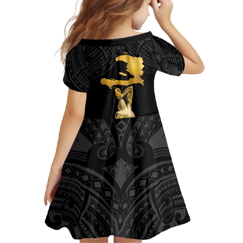 Haitian Negre Marron 1804 Family Matching Tank Maxi Dress and Hawaiian Shirt Black Polynesian Pattern