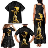 Haitian Negre Marron 1804 Family Matching Tank Maxi Dress and Hawaiian Shirt Black Polynesian Pattern