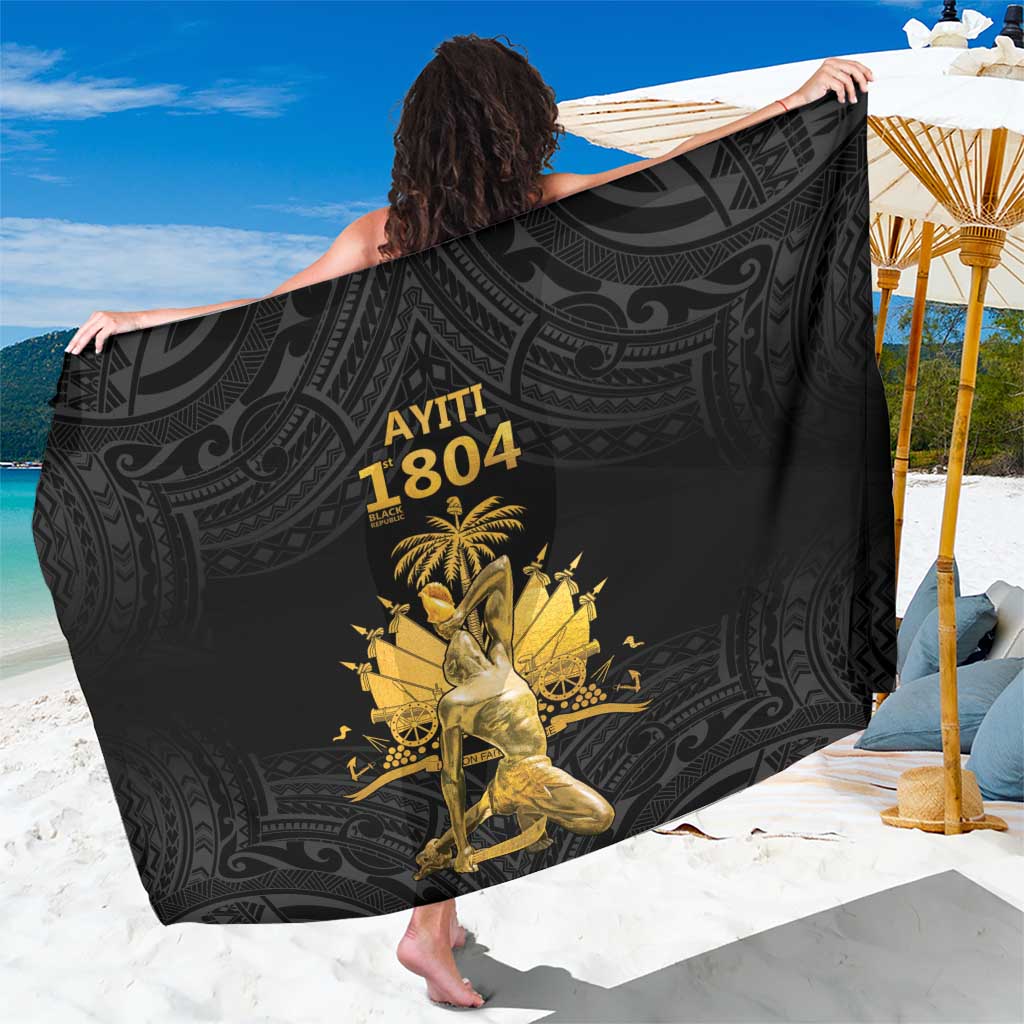 Haitian Negre Marron 1804 Sarong Black Polynesian Pattern LT9 One Size 44 x 66 inches Black - Polynesian Pride