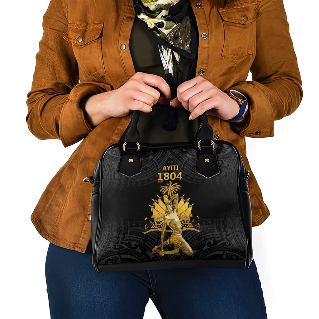 Haitian Negre Marron 1804 Shoulder Handbag Black Polynesian Pattern LT9 - Polynesian Pride