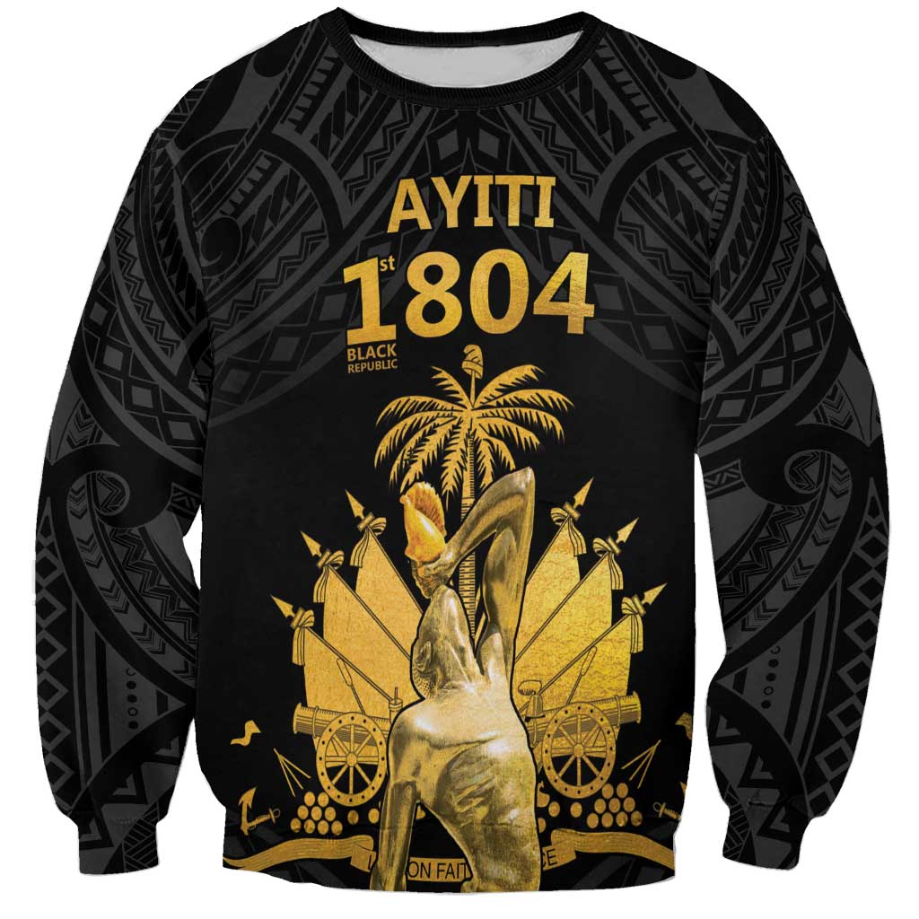 Haitian Negre Marron 1804 Sweatshirt Black Polynesian Pattern