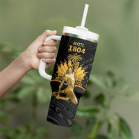 Haitian Negre Marron 1804 Tumbler With Handle Black Polynesian Pattern