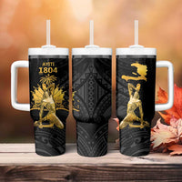 Haitian Negre Marron 1804 Tumbler With Handle Black Polynesian Pattern