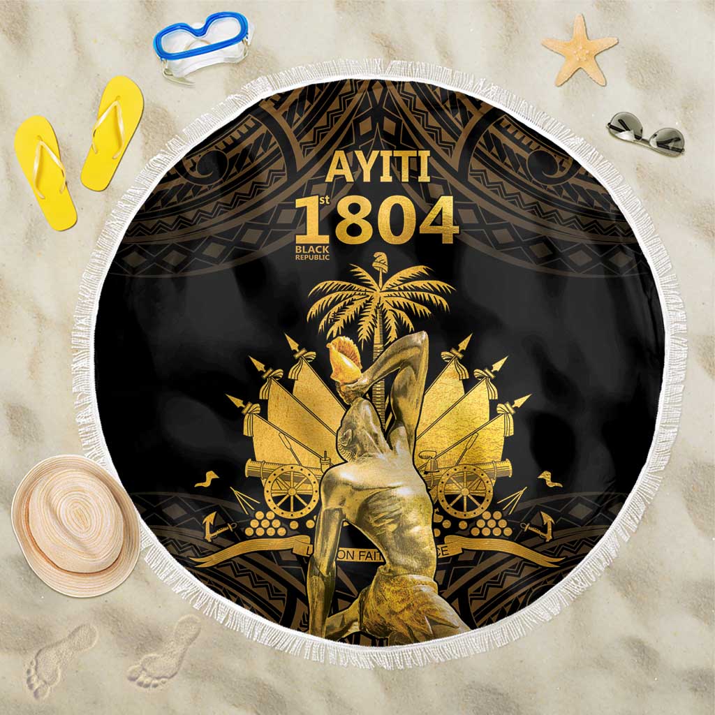Haitian Negre Marron 1804 Beach Blanket Gold Polynesian Pattern LT9 One Size 150cm Gold - Polynesian Pride