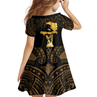 Haitian Negre Marron 1804 Family Matching Long Sleeve Bodycon Dress and Hawaiian Shirt Gold Polynesian Pattern
