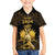 Haitian Negre Marron 1804 Family Matching Off Shoulder Short Dress and Hawaiian Shirt Gold Polynesian Pattern