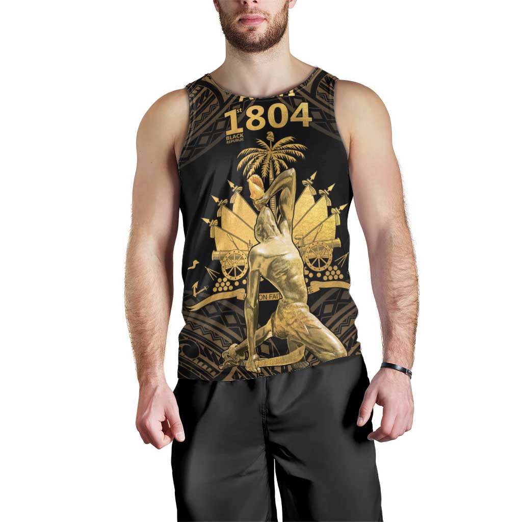 Haitian Negre Marron 1804 Men Tank Top Gold Polynesian Pattern