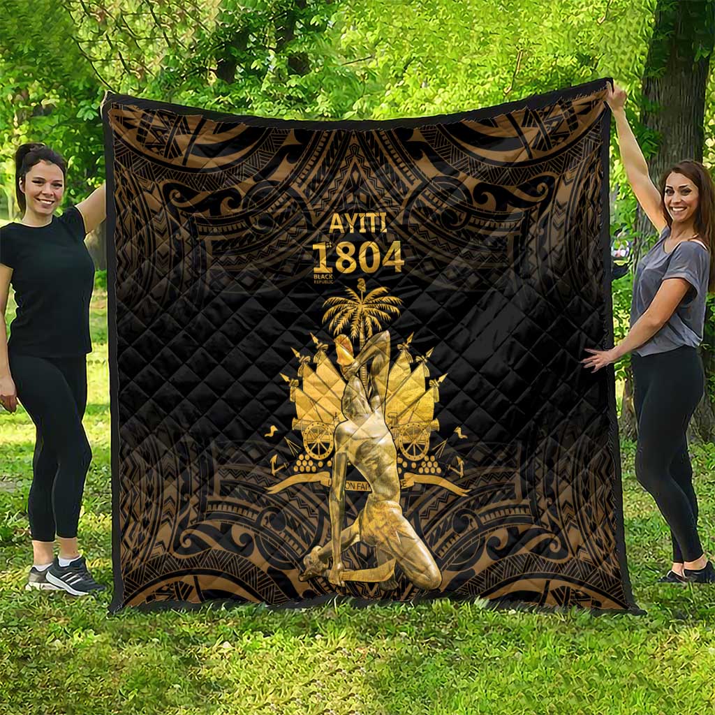 Haitian Negre Marron 1804 Quilt Gold Polynesian Pattern
