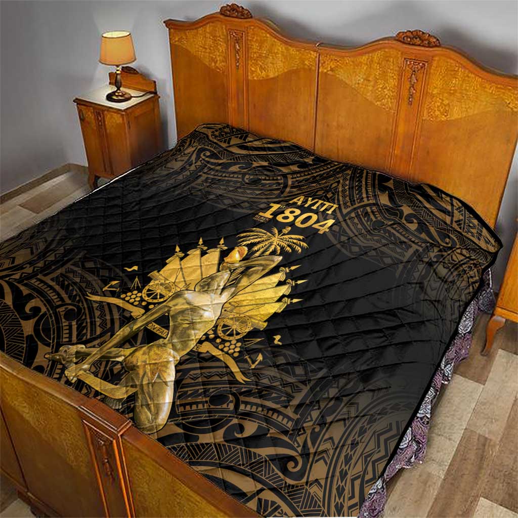 Haitian Negre Marron 1804 Quilt Gold Polynesian Pattern