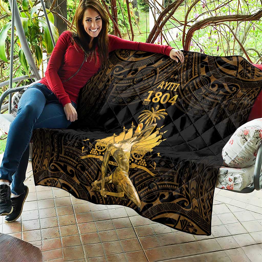 Haitian Negre Marron 1804 Quilt Gold Polynesian Pattern