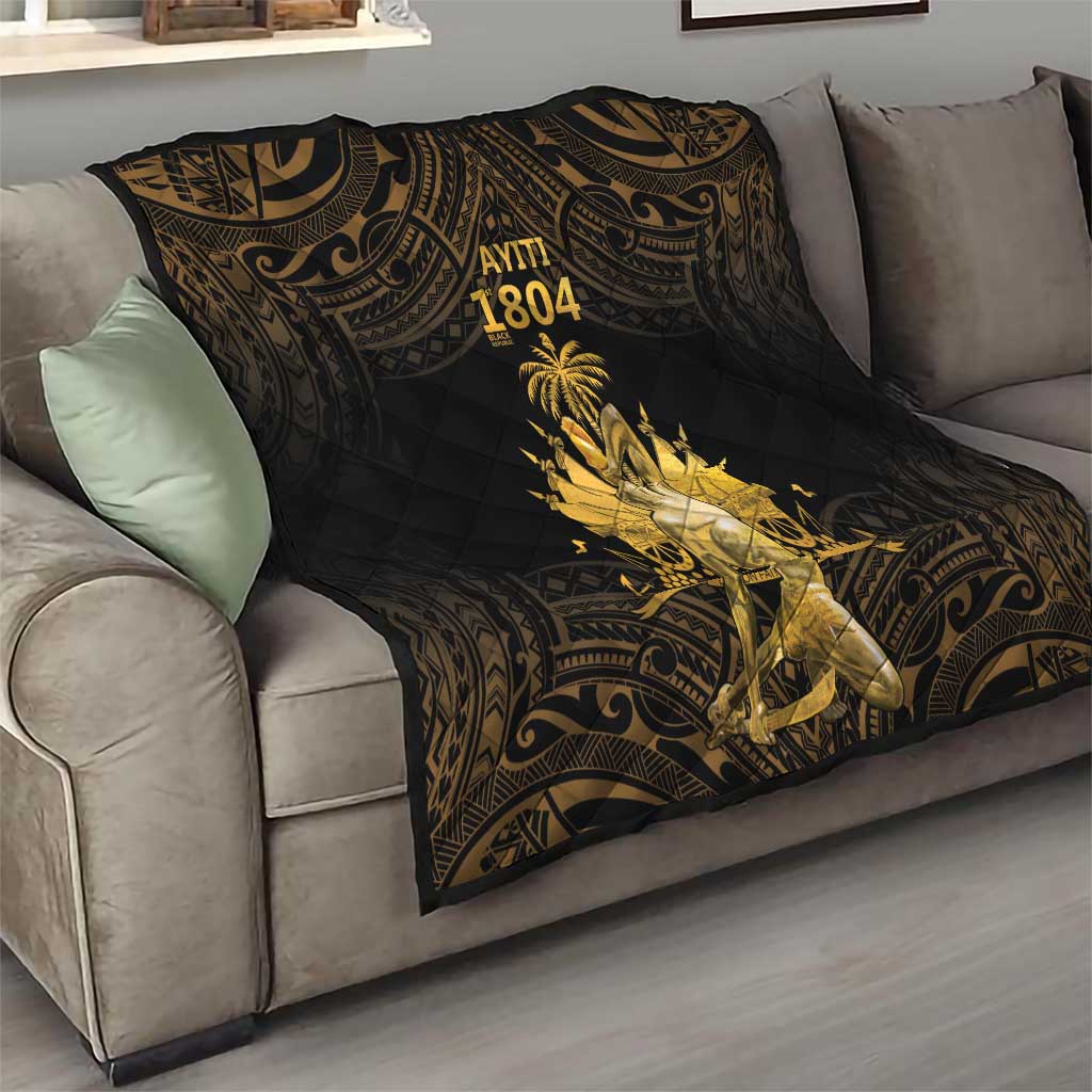 Haitian Negre Marron 1804 Quilt Gold Polynesian Pattern