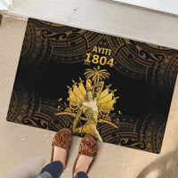 Haitian Negre Marron 1804 Rubber Doormat Gold Polynesian Pattern