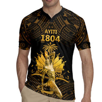 Haitian Negre Marron 1804 Rugby Jersey Gold Polynesian Pattern