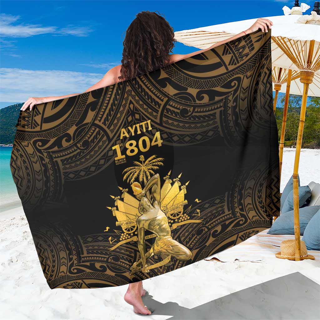 Haitian Negre Marron 1804 Sarong Gold Polynesian Pattern LT9 One Size 44 x 66 inches Gold - Polynesian Pride