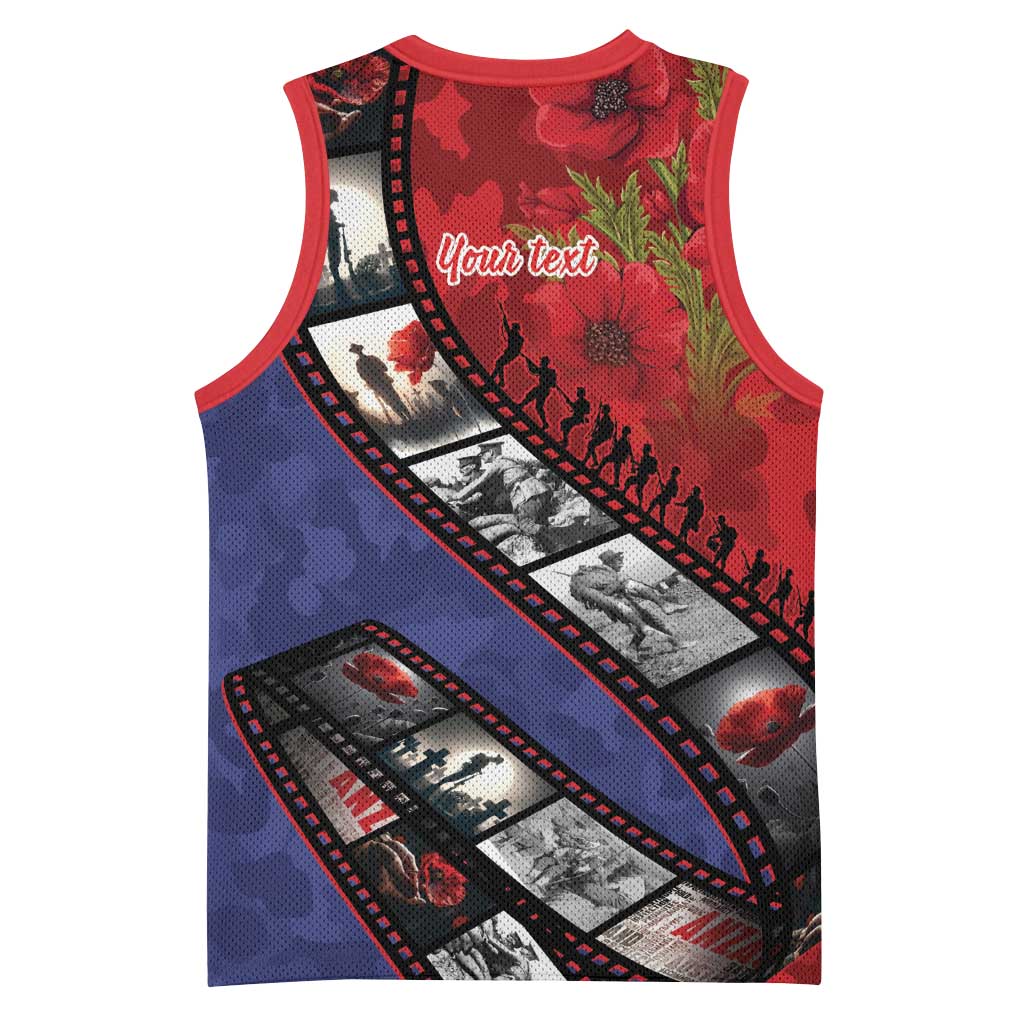 Personalised ANZAC Spirit 1915-2026 Filmstrip Tribute Basketball Jersey Lest We Forget 25 April