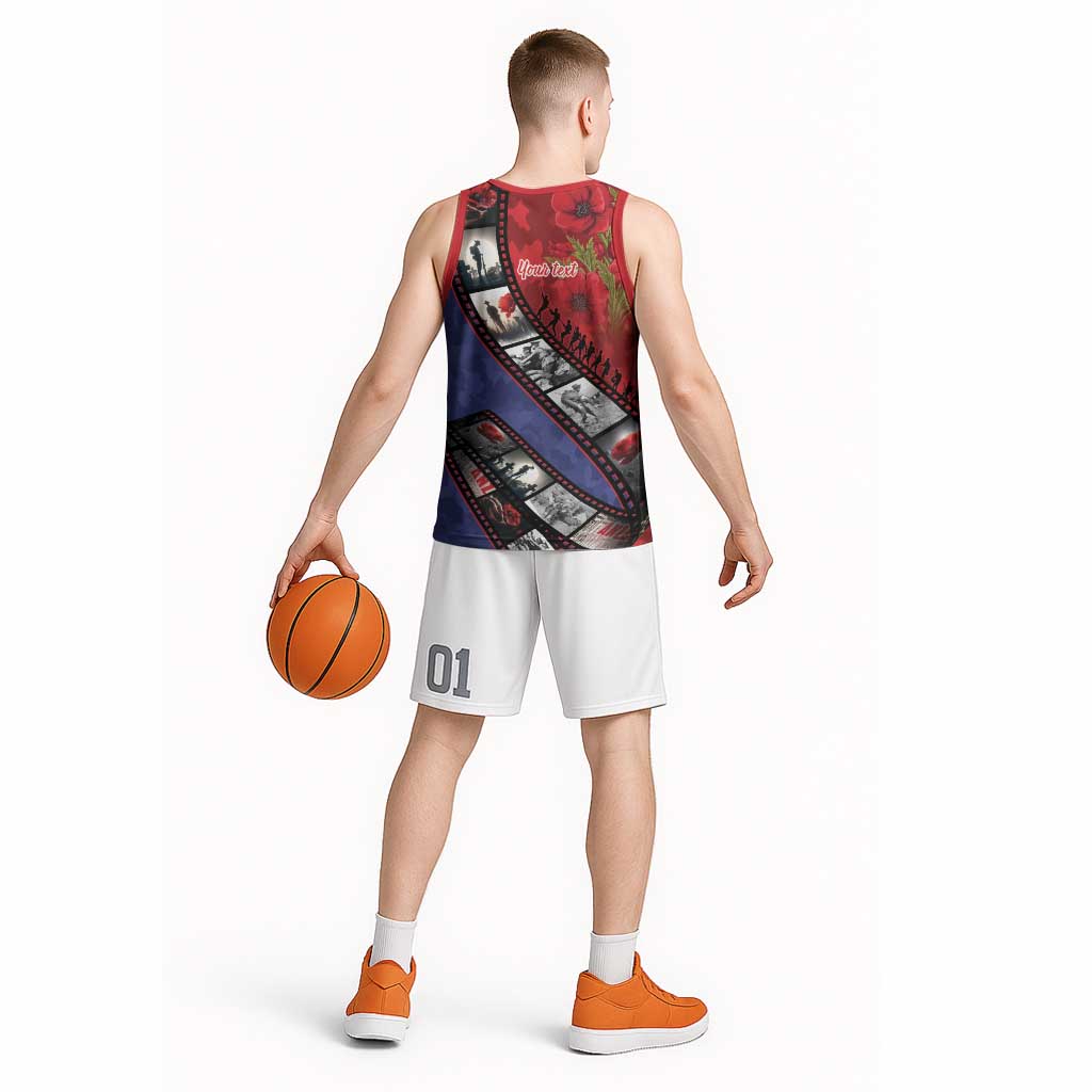 Personalised ANZAC Spirit 1915-2026 Filmstrip Tribute Basketball Jersey Lest We Forget 25 April
