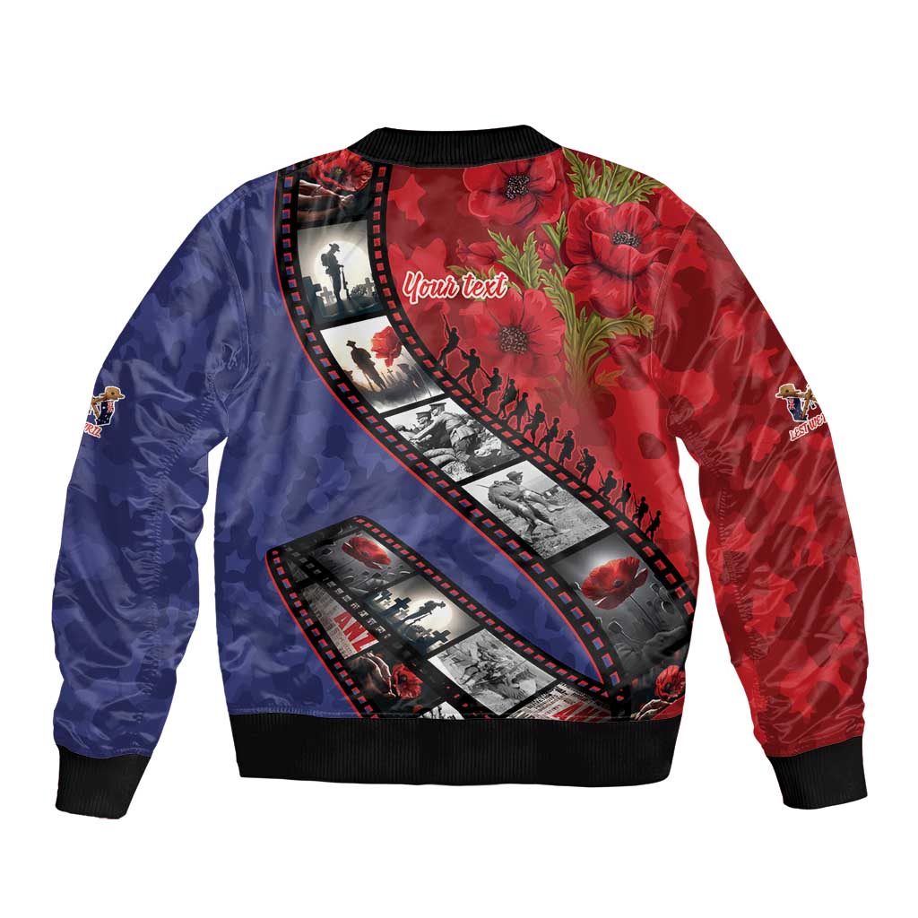 Personalised ANZAC Spirit 1915-2026 Filmstrip Tribute Bomber Jacket Lest We Forget 25 April LT9 - Polynesian Pride