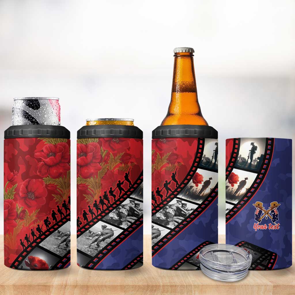 Personalised ANZAC Spirit 1915-2026 Filmstrip Tribute 4 in 1 Can Cooler Tumbler Lest We Forget 25 April
