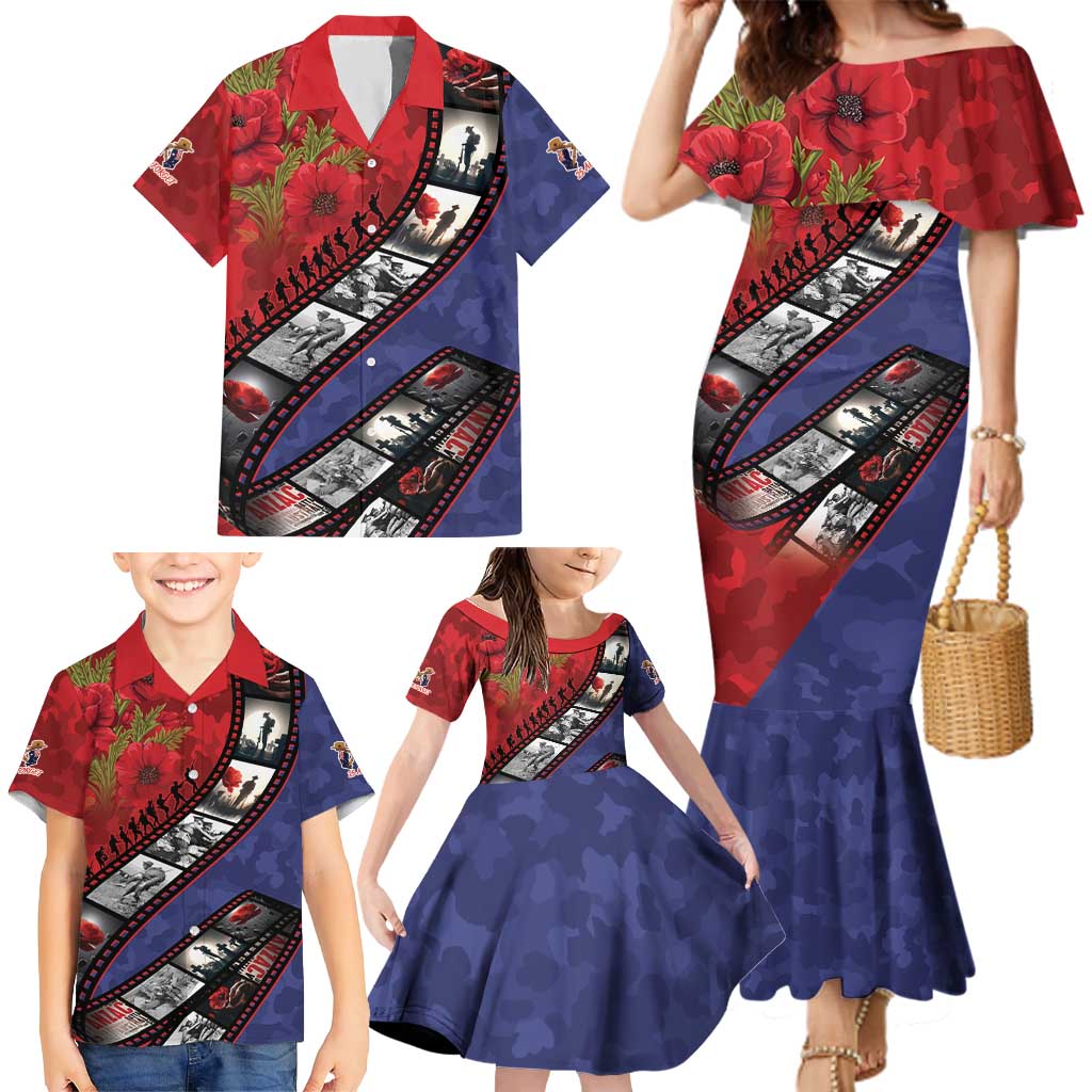 Personalised ANZAC Spirit 1915-2026 Filmstrip Tribute Family Matching Mermaid Dress and Hawaiian Shirt Lest We Forget 25 April LT9 - Polynesian Pride