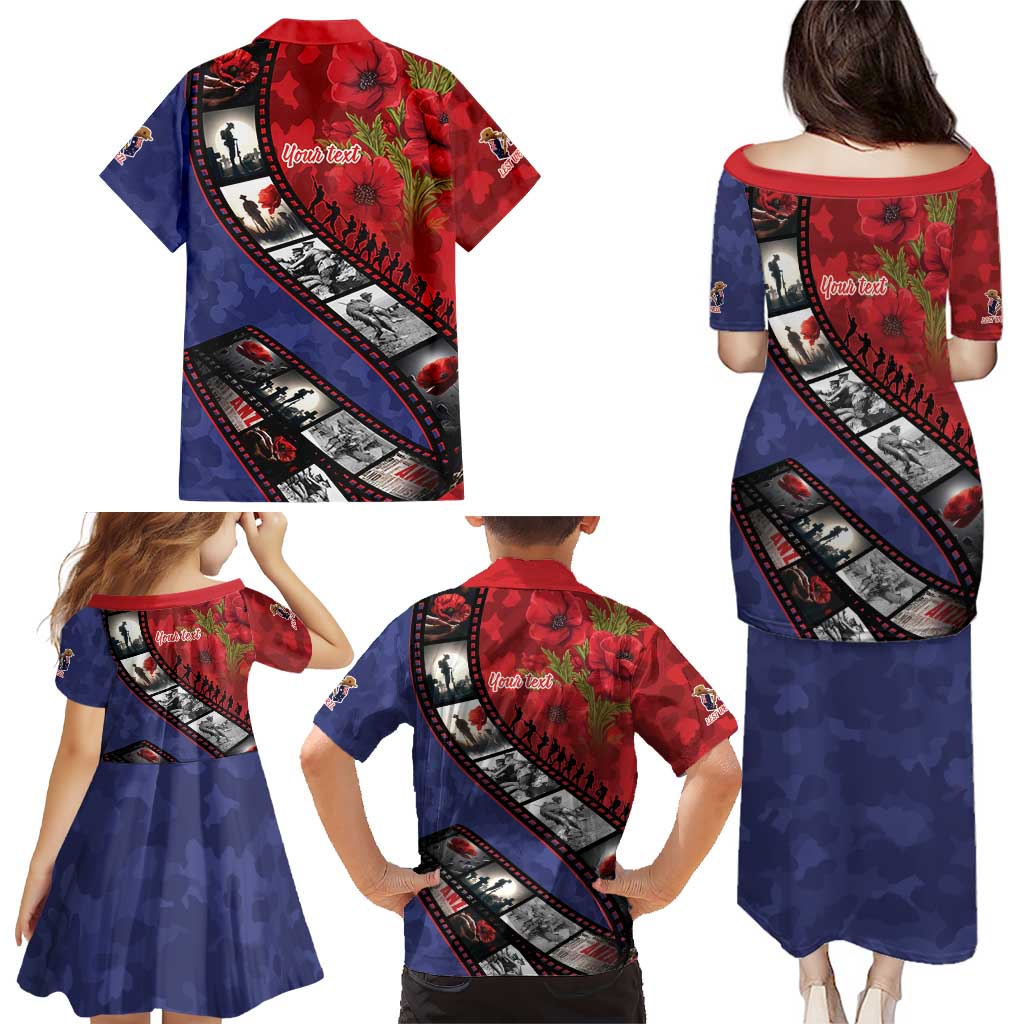 Personalised ANZAC Spirit 1915-2026 Filmstrip Tribute Family Matching Puletasi and Hawaiian Shirt Lest We Forget 25 April