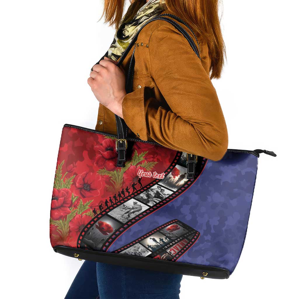 Personalised ANZAC Spirit 1915-2026 Filmstrip Tribute Leather Tote Bag Lest We Forget 25 April
