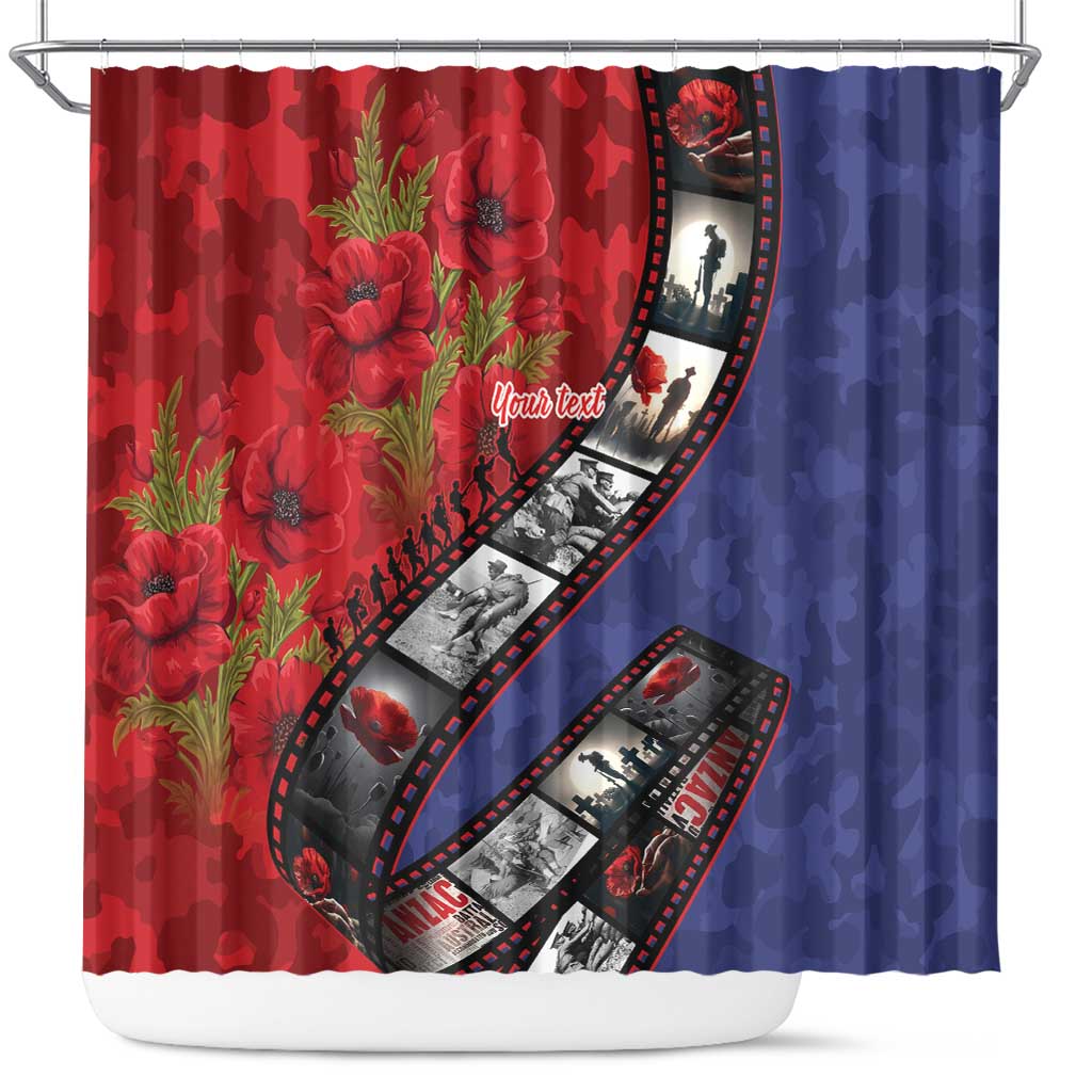 Personalised ANZAC Spirit 1915-2026 Filmstrip Tribute Shower Curtain Lest We Forget 25 April