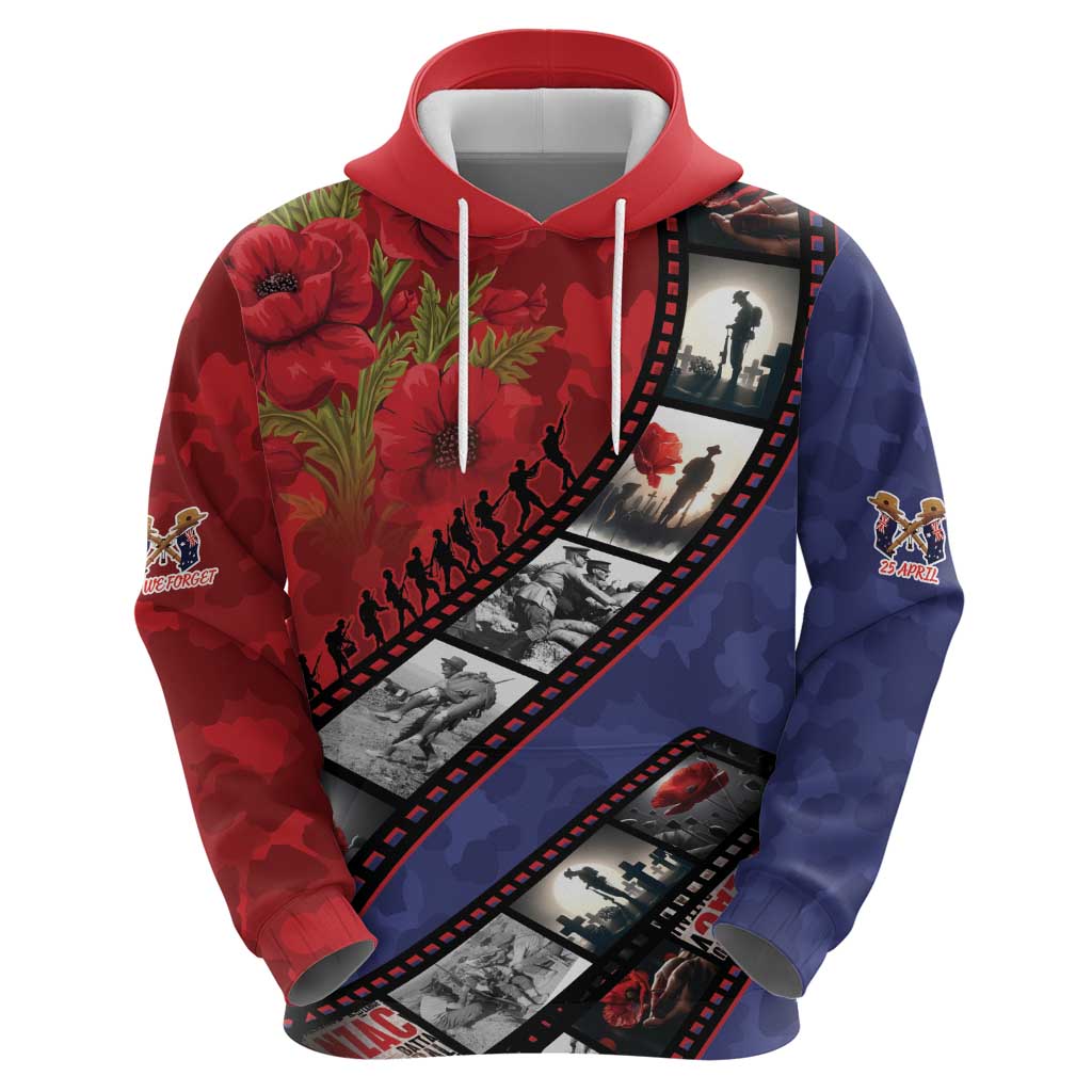 Personalised ANZAC Spirit 1915-2026 Filmstrip Tribute Zip Hoodie Lest We Forget 25 April LT9 - Polynesian Pride