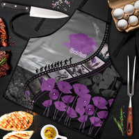 Personalised Remembering ANZAC Lest We Forget Apron Vintage Film Frame Memorial Purple Poppy