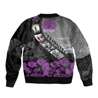 Personalised Remembering ANZAC Lest We Forget Bomber Jacket Vintage Film Frame Memorial Purple Poppy LT9 - Polynesian Pride