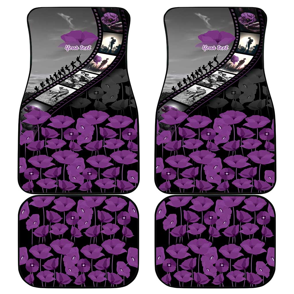 Personalised Remembering ANZAC Lest We Forget Car Mats Vintage Film Frame Memorial Purple Poppy LT9 - Polynesian Pride