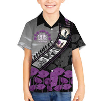 Personalised Remembering ANZAC Lest We Forget Family Matching Long Sleeve Bodycon Dress and Hawaiian Shirt Vintage Film Frame Memorial Purple Poppy LT9 Son's Shirt Purple - Polynesian Pride