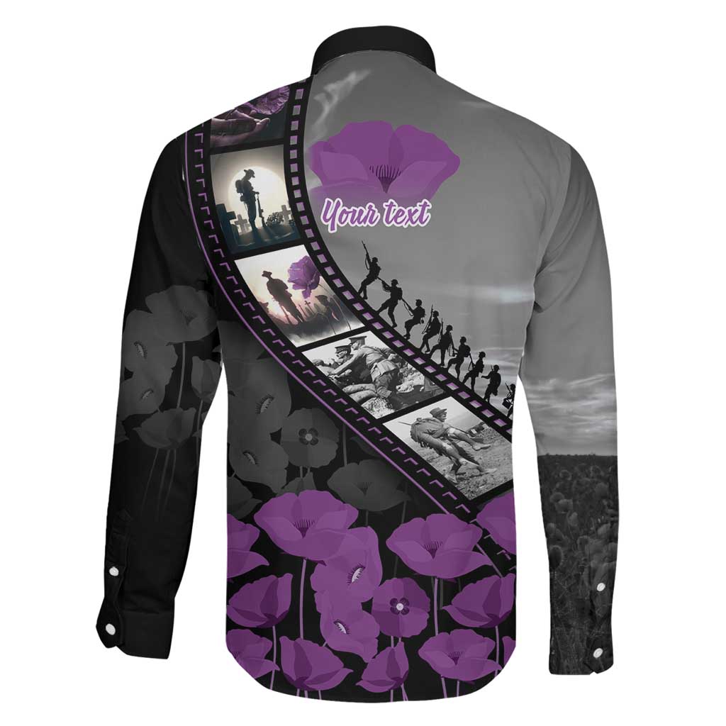 Personalised Remembering ANZAC Lest We Forget Family Matching Off Shoulder Maxi Dress and Hawaiian Shirt Vintage Film Frame Memorial Purple Poppy LT9 - Polynesian Pride