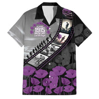 Personalised Remembering ANZAC Lest We Forget Family Matching Puletasi and Hawaiian Shirt Vintage Film Frame Memorial Purple Poppy LT9 Dad's Shirt - Short Sleeve Purple - Polynesian Pride
