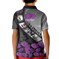 Personalised Remembering ANZAC Lest We Forget Kid Polo Shirt Vintage Film Frame Memorial Purple Poppy